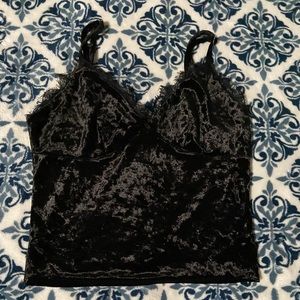 Velvet black crop top
